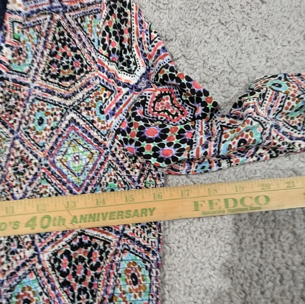 Maeve Anthropologie blue and red long‎ sleeve printed dress size Medium - Picture 5 of 10